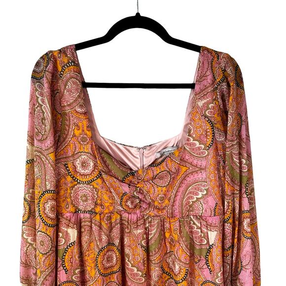 BCBGeneration New Womens Paisley Mini Babydoll Dress Pink Orange 8 Fairy Cottage - Picture 7 of 16